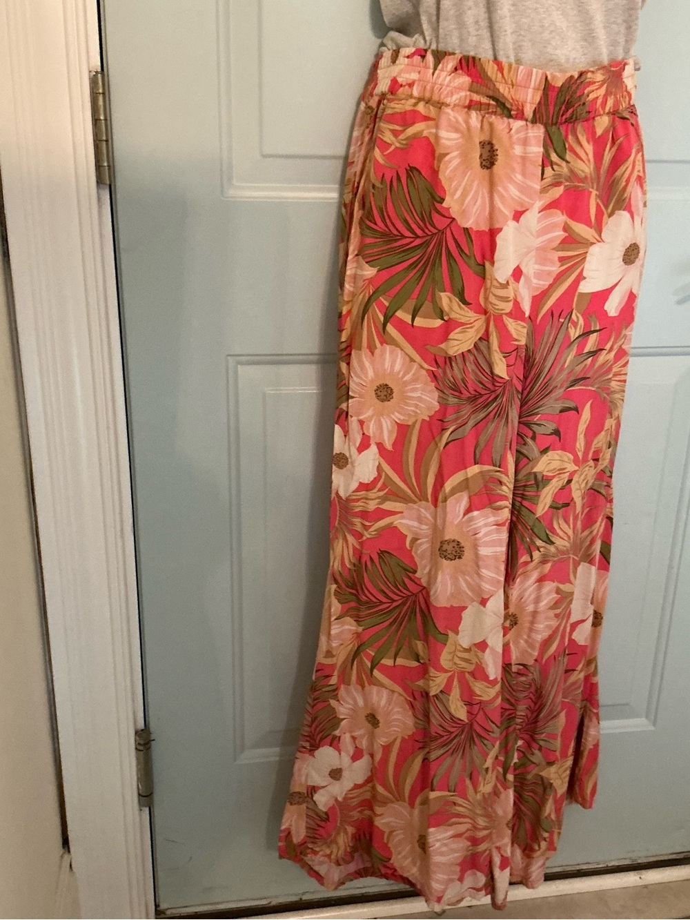 Z Supply Pink Floral Maxi Skirt with Tropical Print